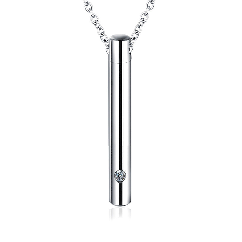 Cylindrical Urn Necklace Memorial Relatives Pet Essential Oil Pendant