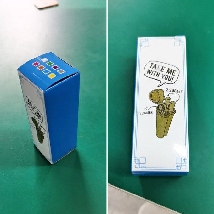 One-piece Flip Cigarette Boxes Hit Kit Double Hole Position With Lighter Storage Convenient To Carry