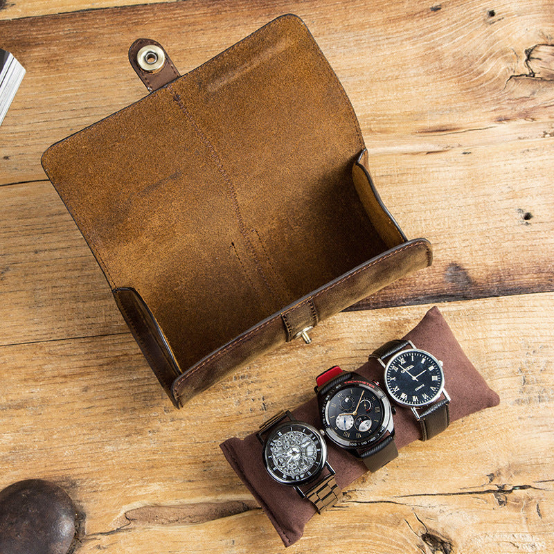 Retro leather watch boxes