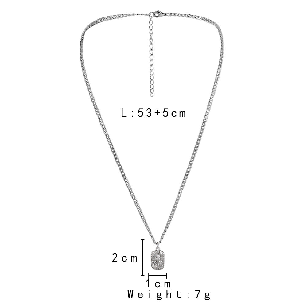 Fashion Simple Pendant Trendy Men's Clavicle Chain Personality Hip Hop Style Stainless Steel Necklace