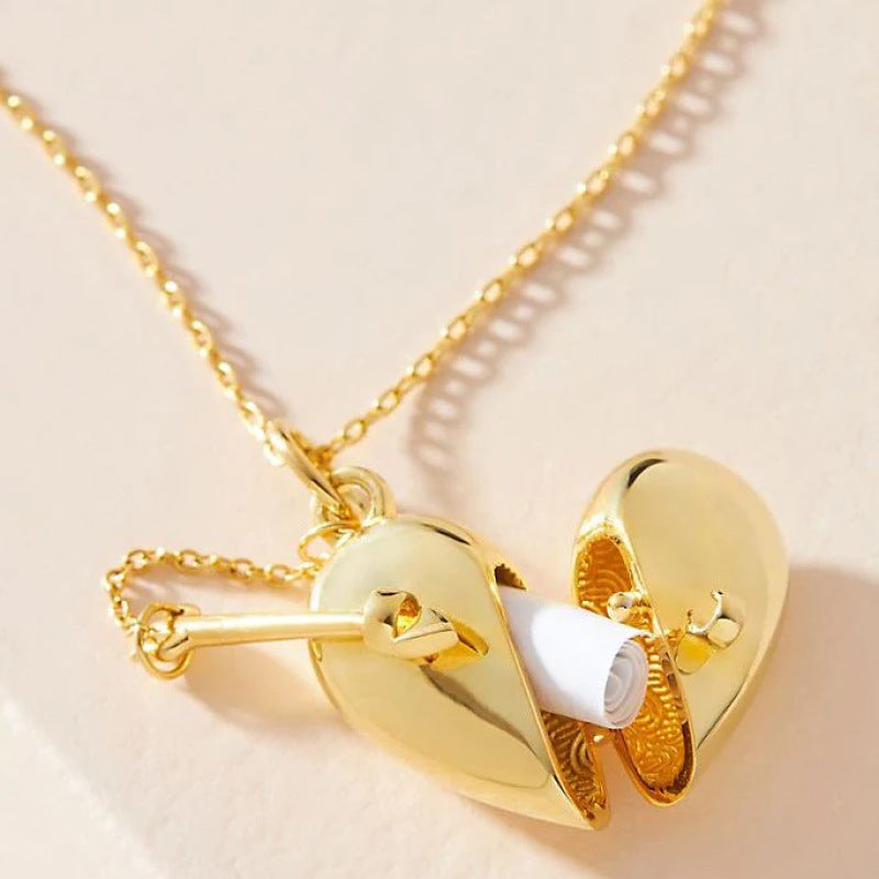 Valentine's Day Design Love Heart Photo Box Pendant Necklace Commemorative