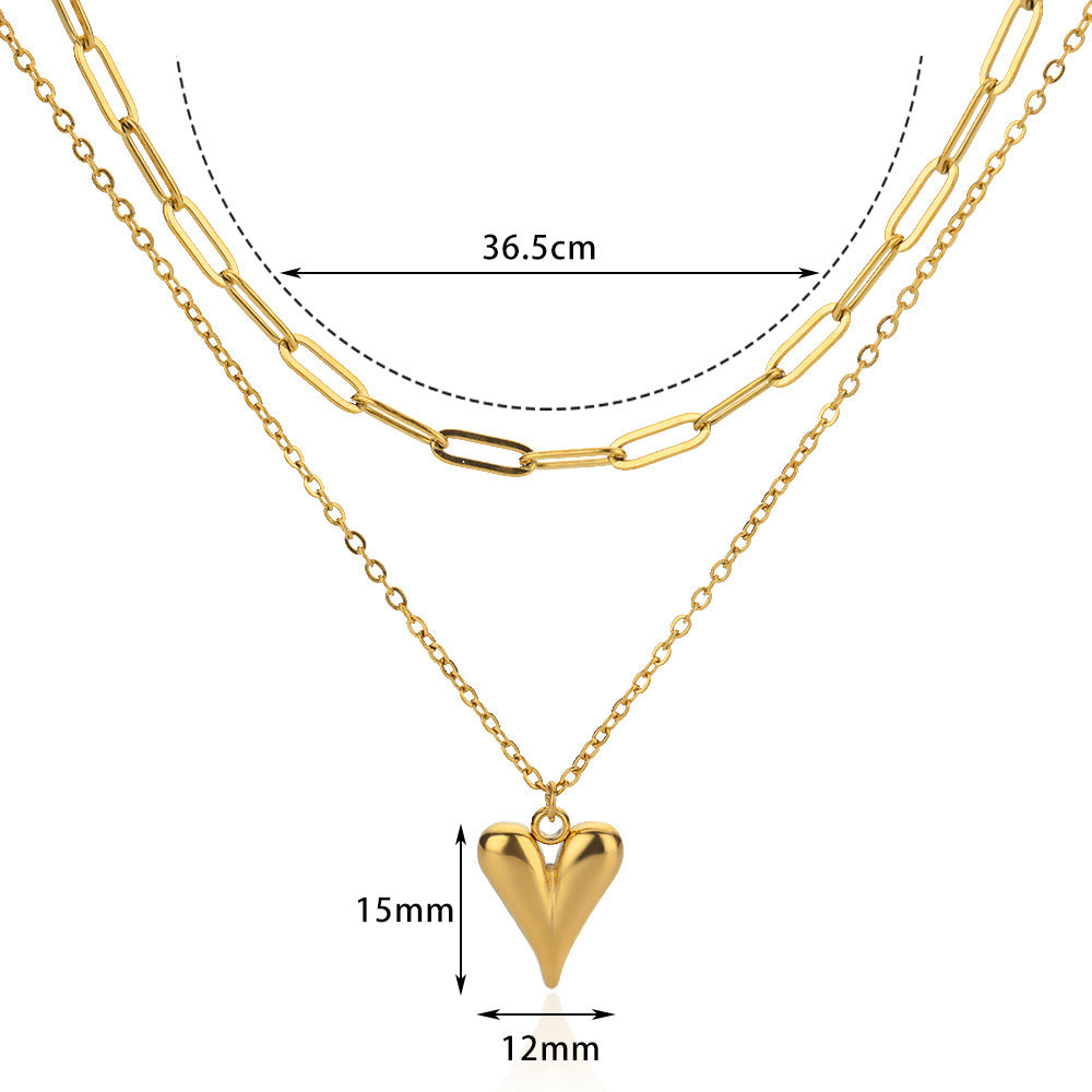 Fashionable Golden Love Chain Double-layer Necklace